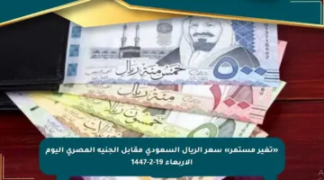«تغير مستمر» سعر الريال السعودي مقابل الجنيه المصري اليوم الأربعاء 19-2-1447